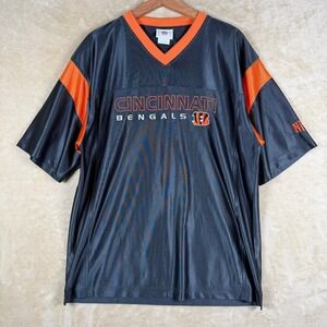 NFL Cincinnati Bengals V Neck Jersey‎ Large Football Logo Black Orange